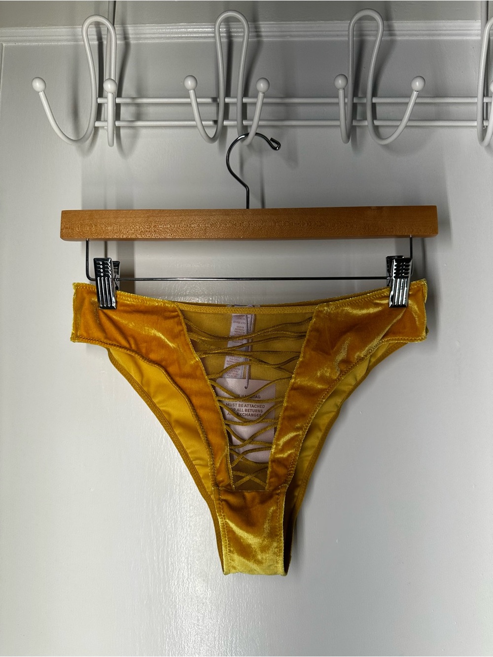 Savage Fenty Yellow Velvet Lace-up Panties